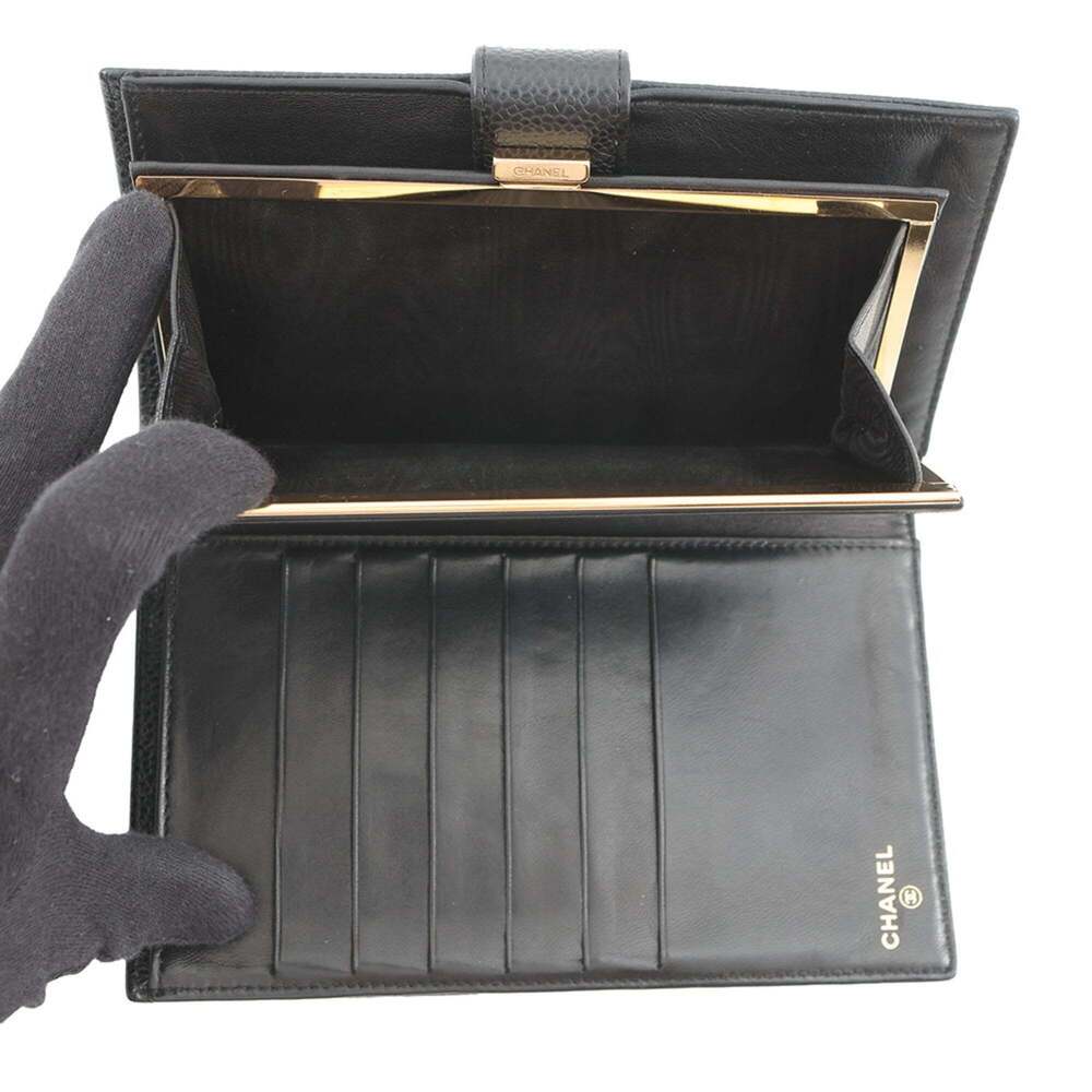 CHANEL Authentic Black Caviar Leather Logo Wallet - Picture 6 of 16